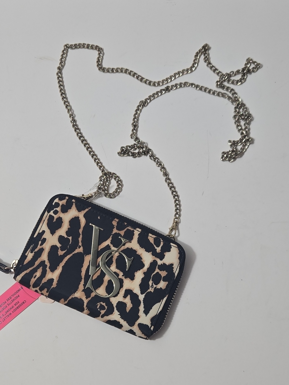 Victoria's Secret Leopard Print Chain Crossbody - Black & Tan